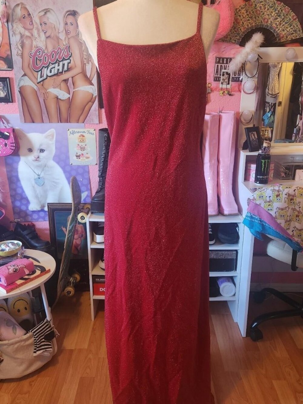red sparkly prom dress